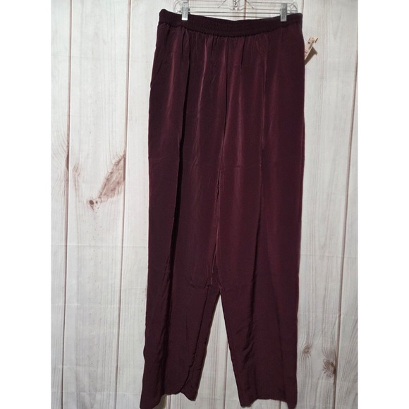 Dress Barn Pants - Dress Barn Burgundy Polyester Elastic Waist Wide Leg Casual Pants Size 18 20W‎